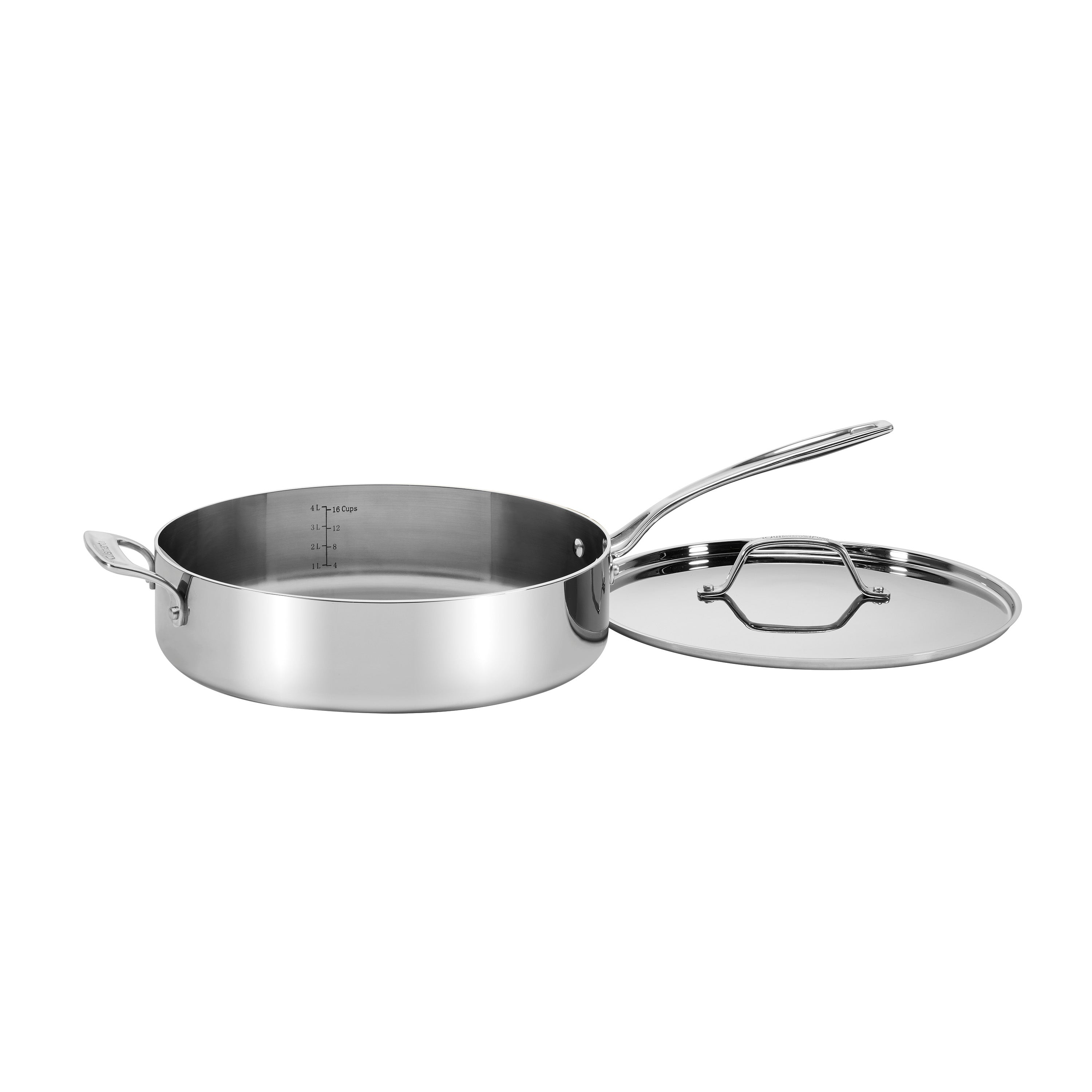 Custom-Clad 5-Ply 5.5 Qt. Sauté Pan with Helper Handle & Cover in Stainless Steel