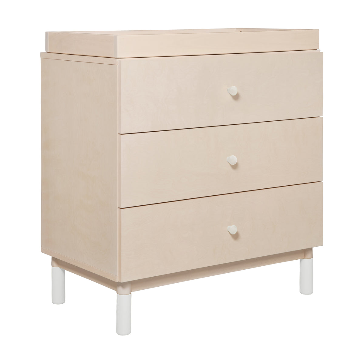 Gelato 3-Drawer Compact Changer Dresser with Removable Changing Tray (34") in Washed Natural & White