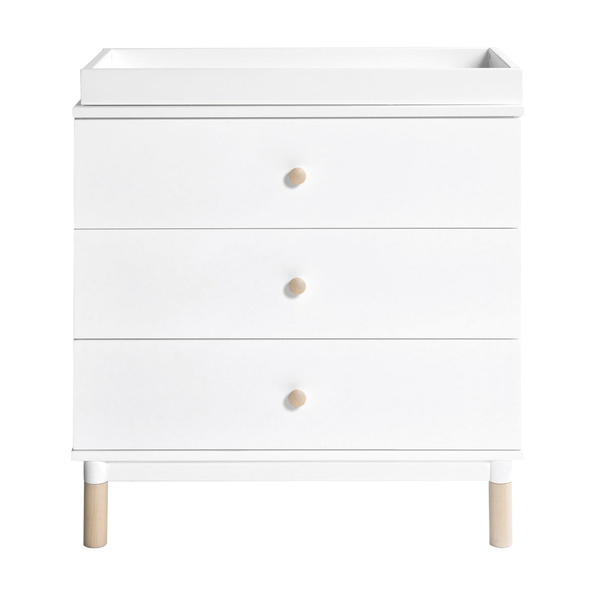 Gelato 3-Drawer Compact Changer Dresser with Removable Changing Tray (34") in White & Washed Natural
