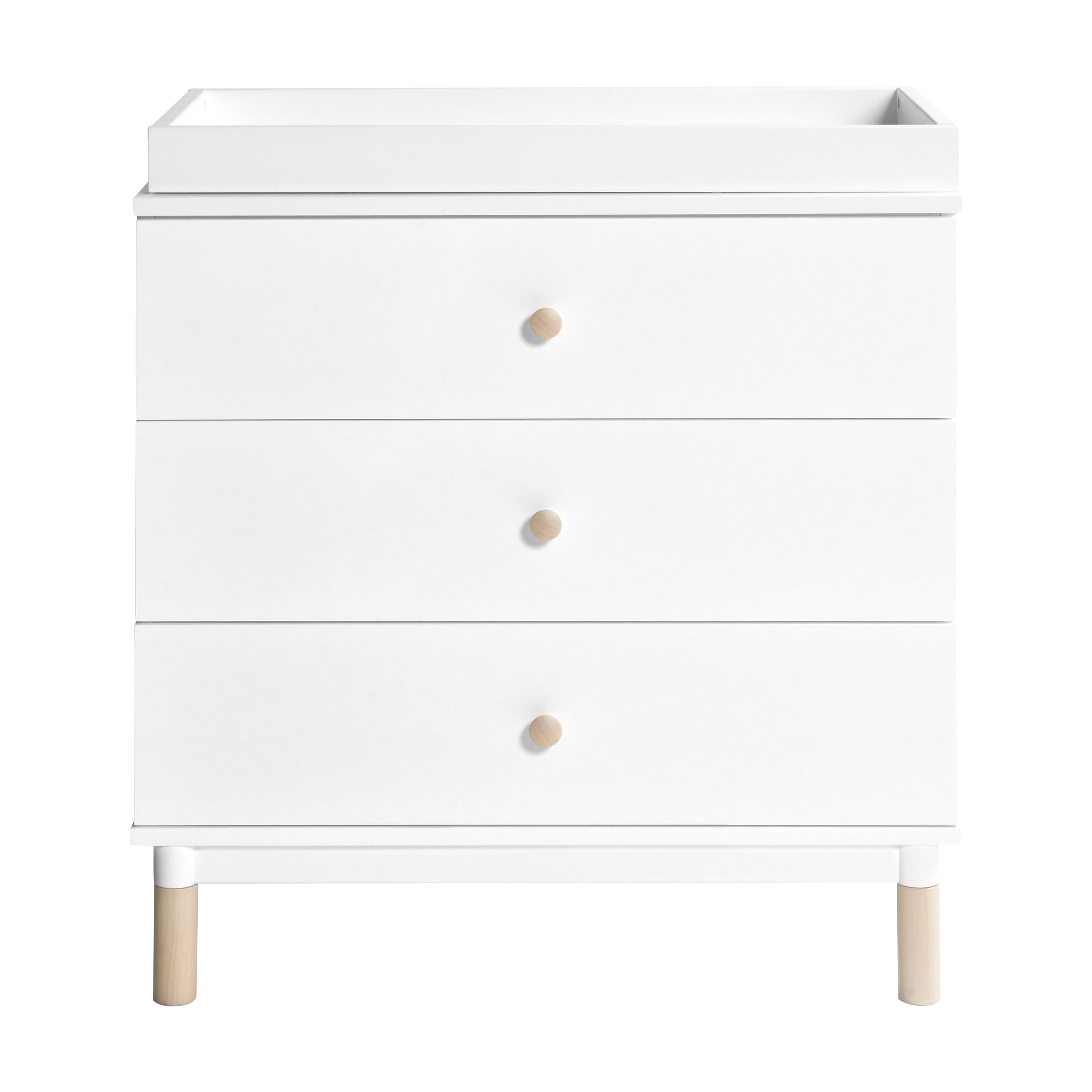 Gelato 3-Drawer Changer Dresser with Removable Changing Tray in White & Washed Natural