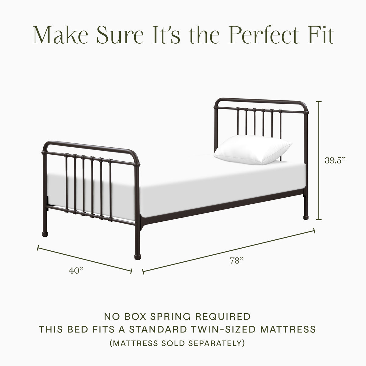 Winston Twin Bed in Vintage Iron