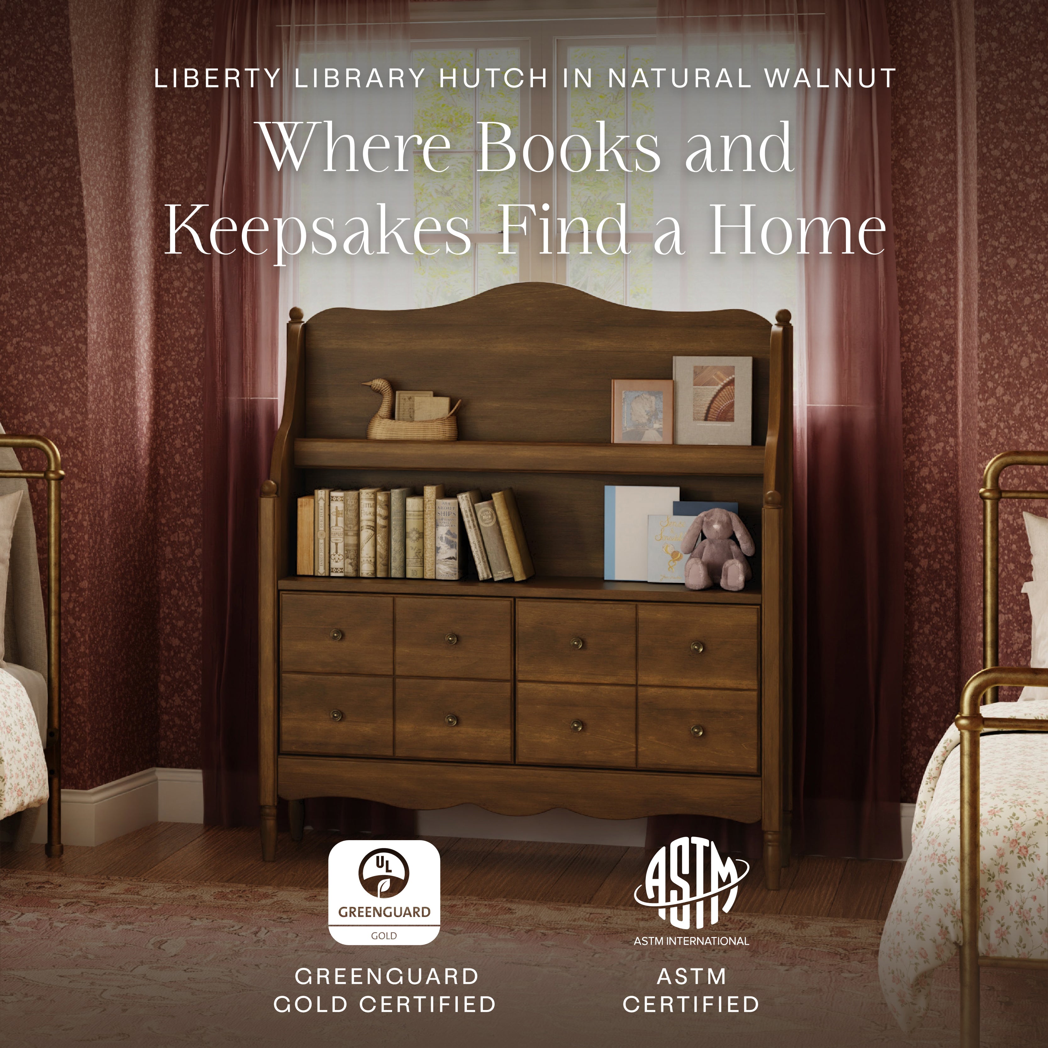 Liberty Library Hutch in Natural Walnut