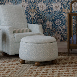 Morris & Co. x Namesake Tuffet Storage Ottoman Bellflowers in Powdered Blue
