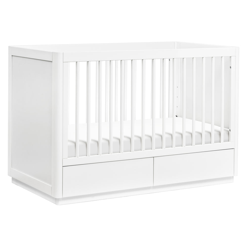 Bento 3-in-1 Convertible Storage Crib with Toddler Bed Conversion Kit in White