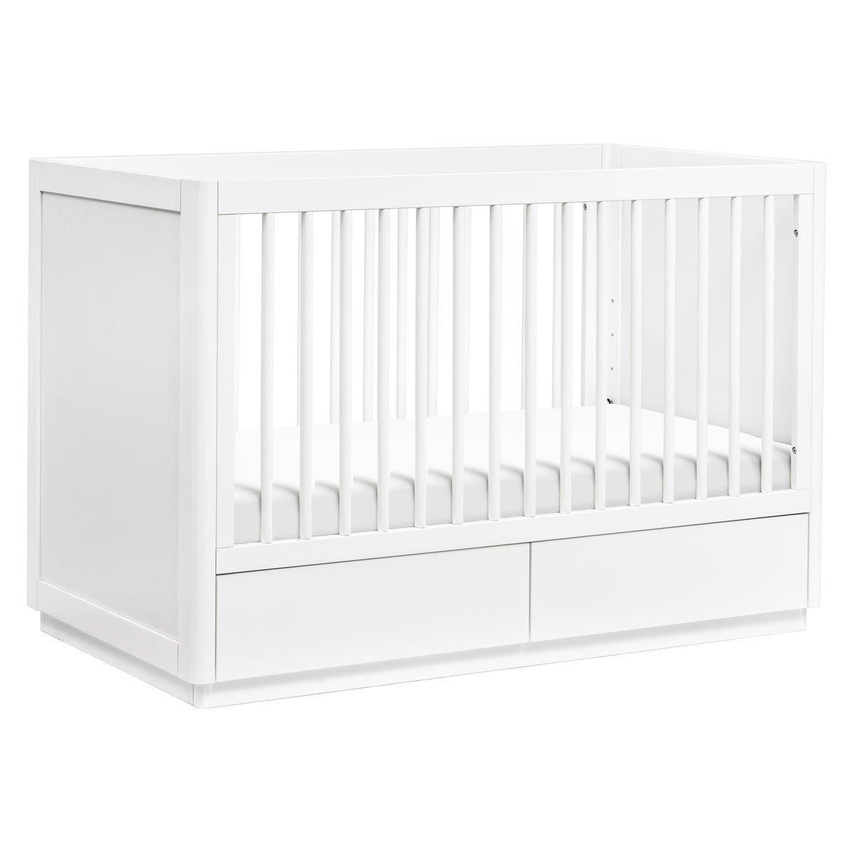 Bento 3-in-1 Convertible Storage Crib with Toddler Bed Conversion Kit in White