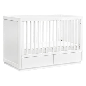 Bento 3-in-1 Convertible Storage Crib with Toddler Bed Conversion Kit in White