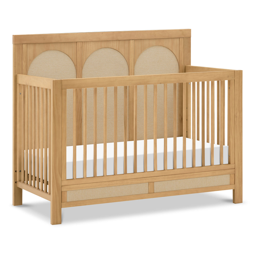 Eloise 4-in-1 Convertible Crib in Honey and Performance Sand Eco-Weave