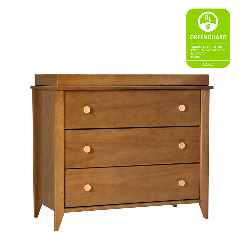 Sprout 3-Drawer Compact Changer Dresser with Removable Changing Tray (42") in Chestnut & Natural