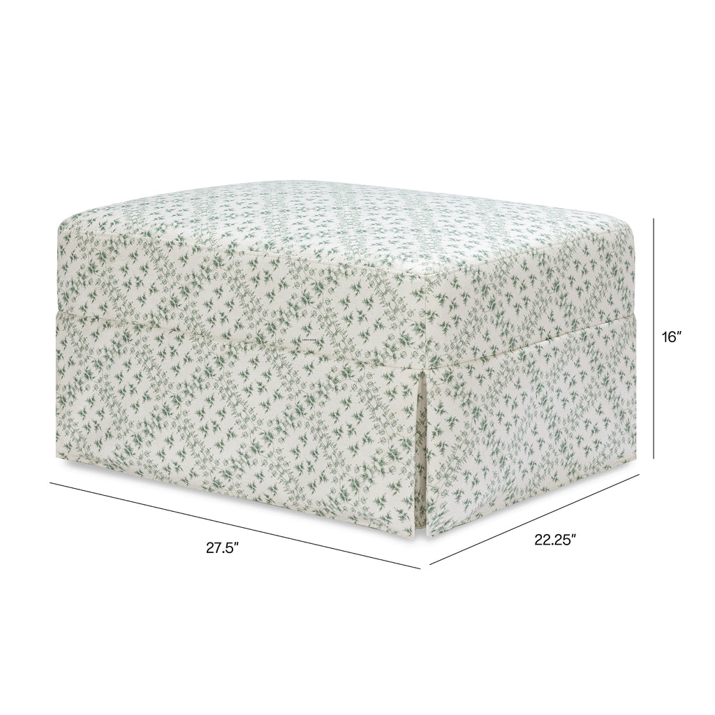 Sarah Flint x Namesake Crawford Gliding Ottoman in Eco-Performance Fabric | Water Repellent & Stain Resistant in Green Lattice Performance Eco-Weave