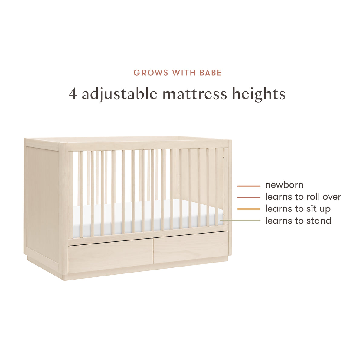 Bento 3-in-1 Convertible Storage Crib with Toddler Bed Conversion Kit in Washed Natural