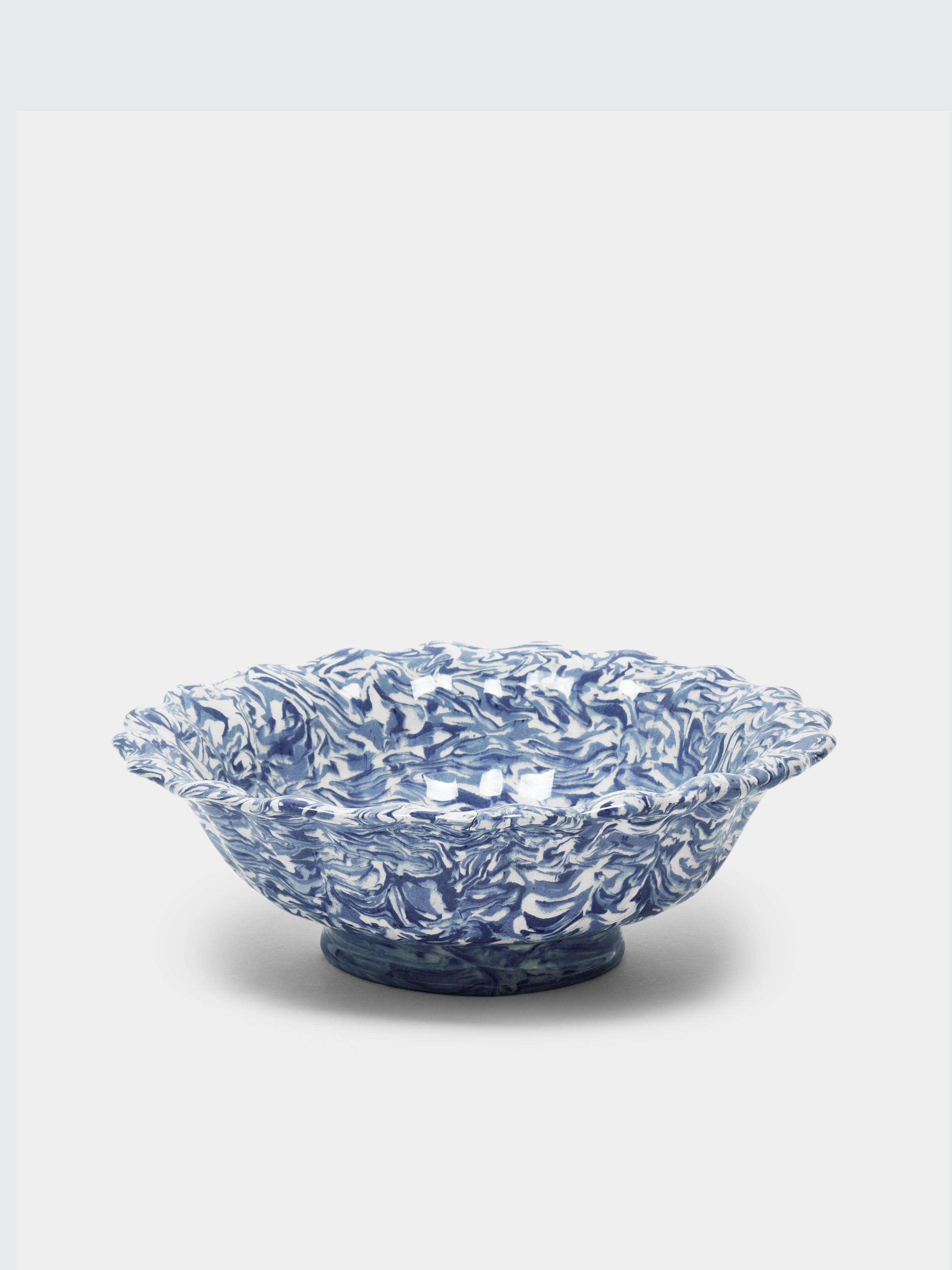 Aptware Marbled Ceramic Footed Serving Bowl
