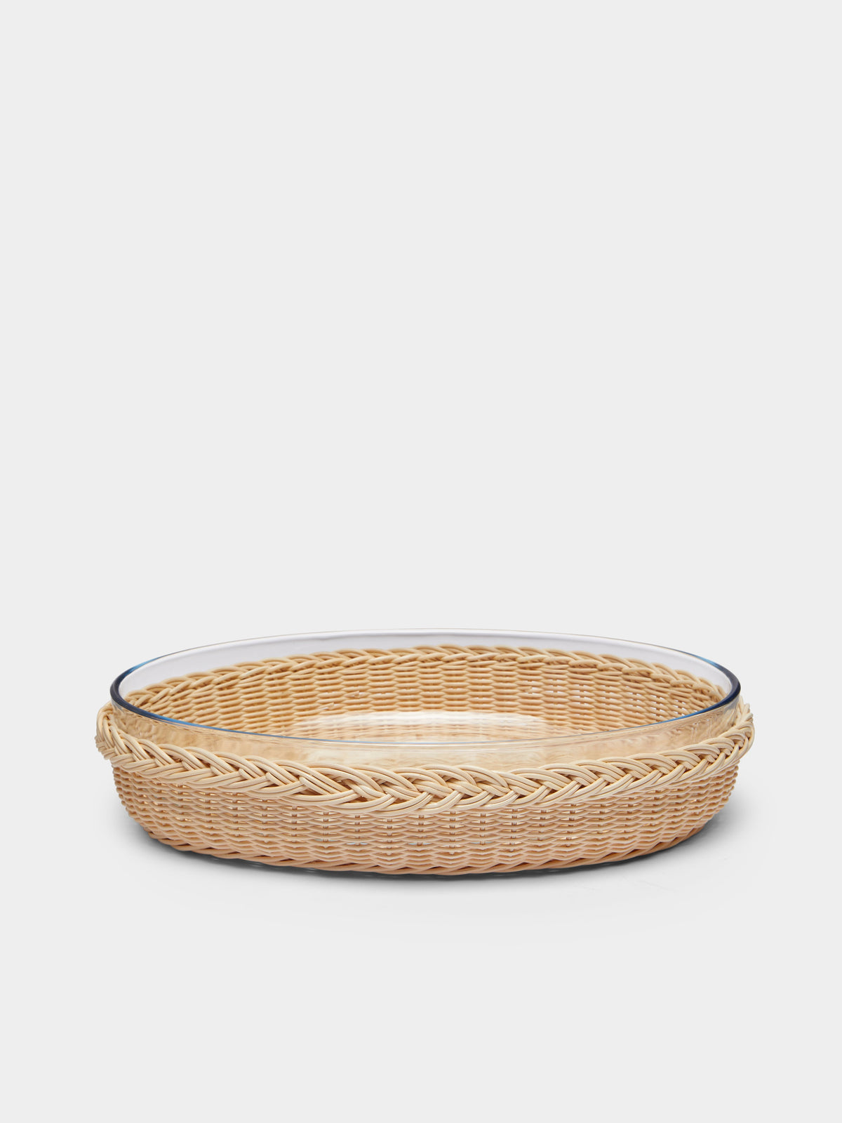Camelia Handwoven Wicker and Glass Baking Dish