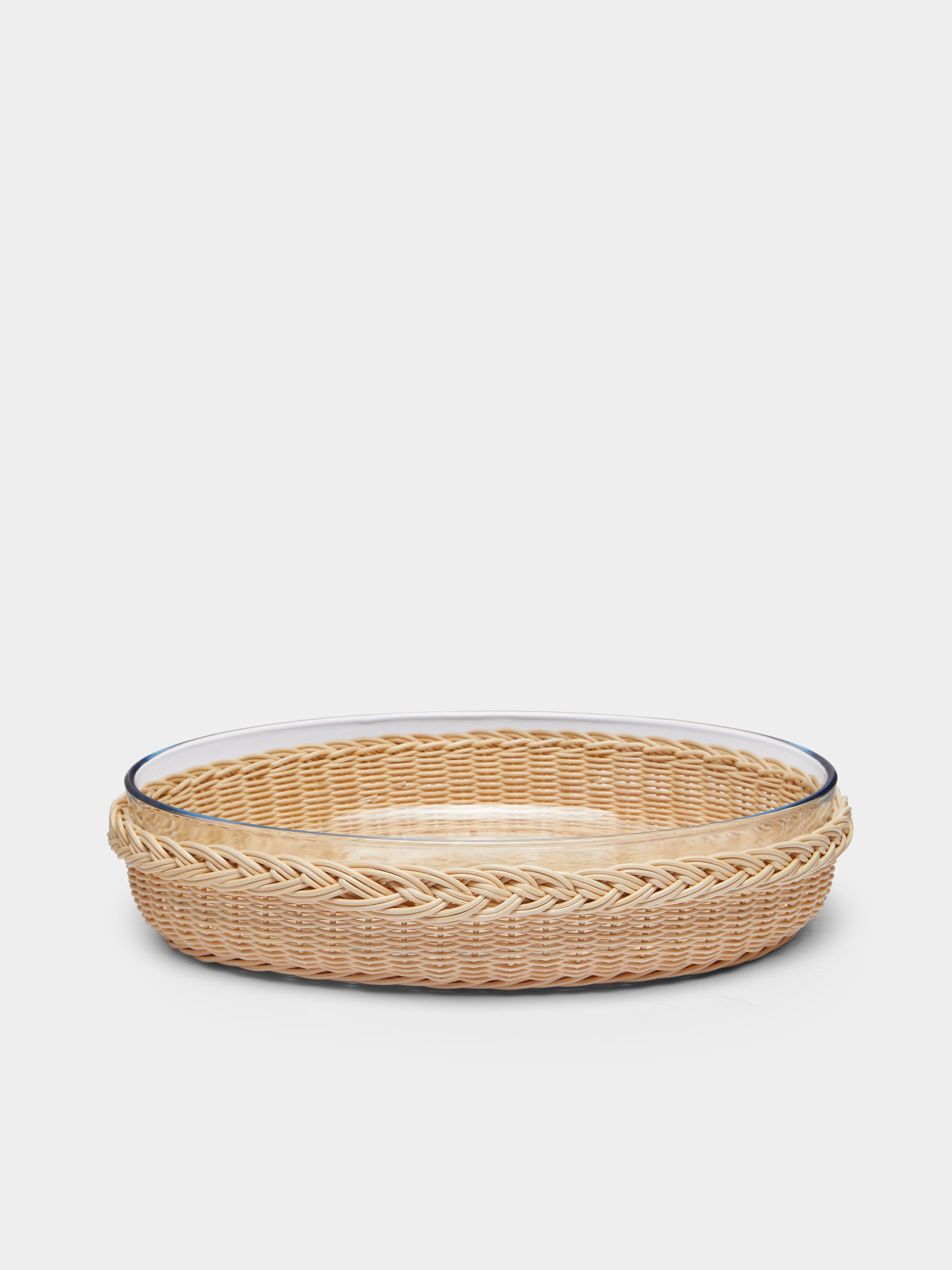 Camelia Handwoven Wicker and Glass Baking Dish