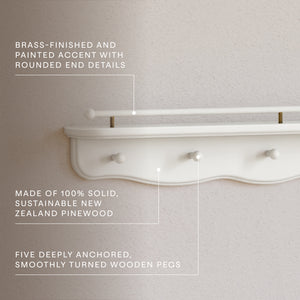 Liberty 31" Wall Shelf with Hooks in Warm White