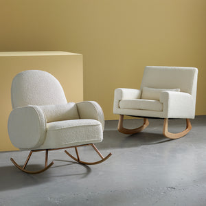 Sleepytime Rocker in Ivory Boucle with Light Legs