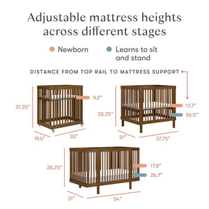 Pogo 8-in-1 Convertible Crib with All-Stages Conversion Kits in Natural Walnut