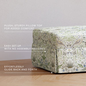 Morris & Co. x Namesake Crawford Gliding Ottoman Strawberry Thief in Fig & Thyme