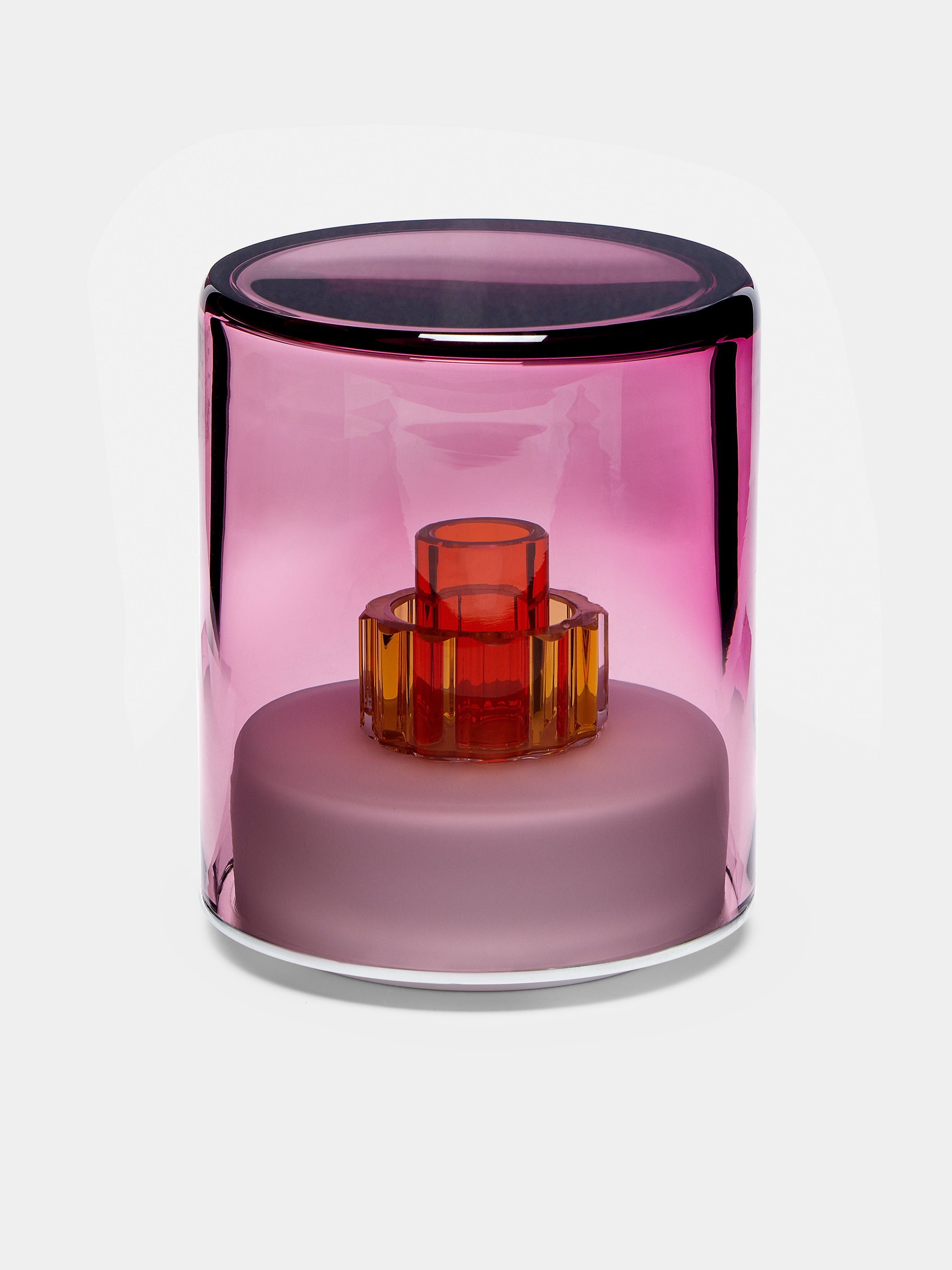 Ambra II Hand-Blown Murano Glass Portable Table Light in Purple