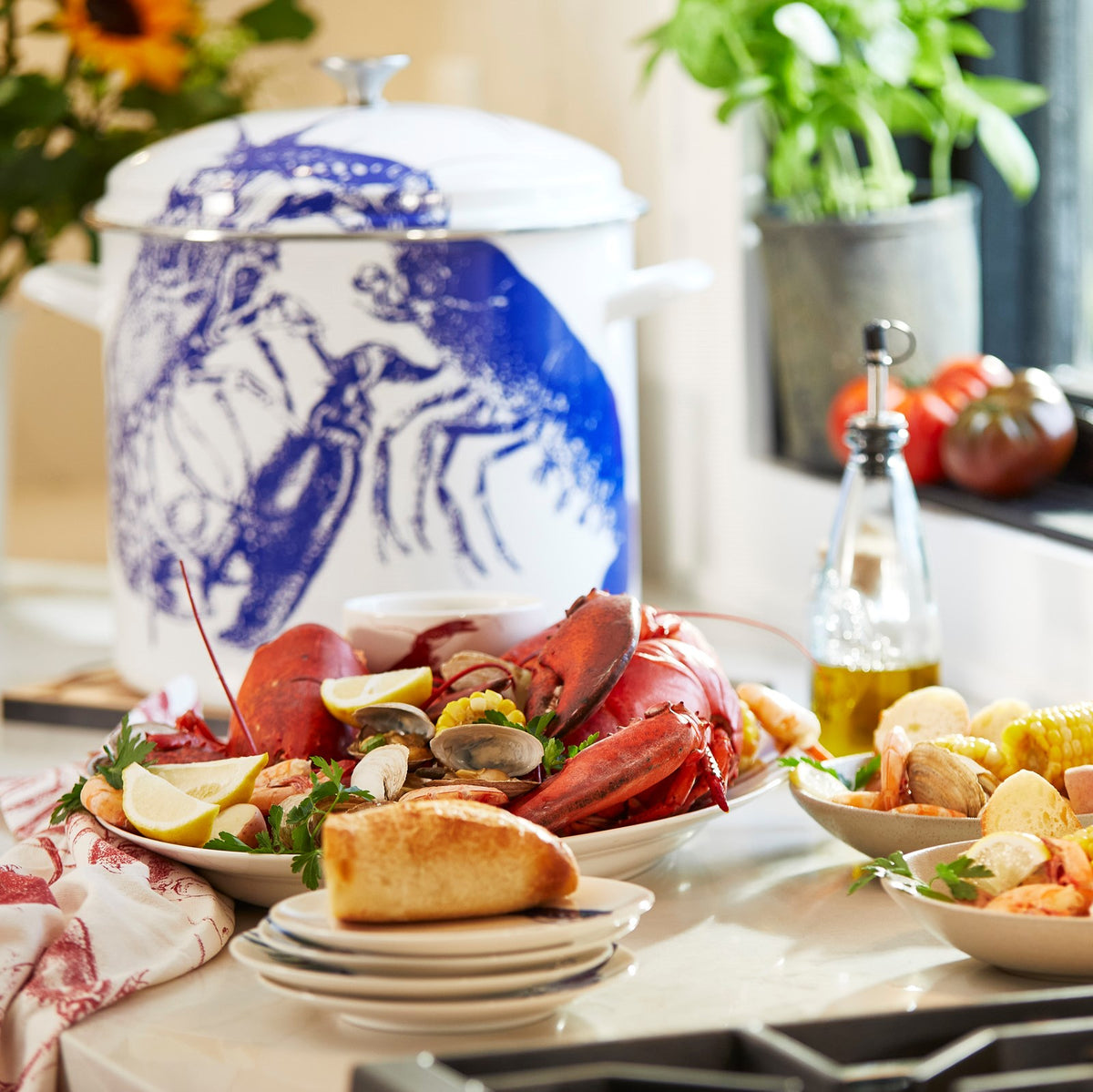 Caskata® 16 Qt. Enamel on Steel Stockpot with Cover in White
