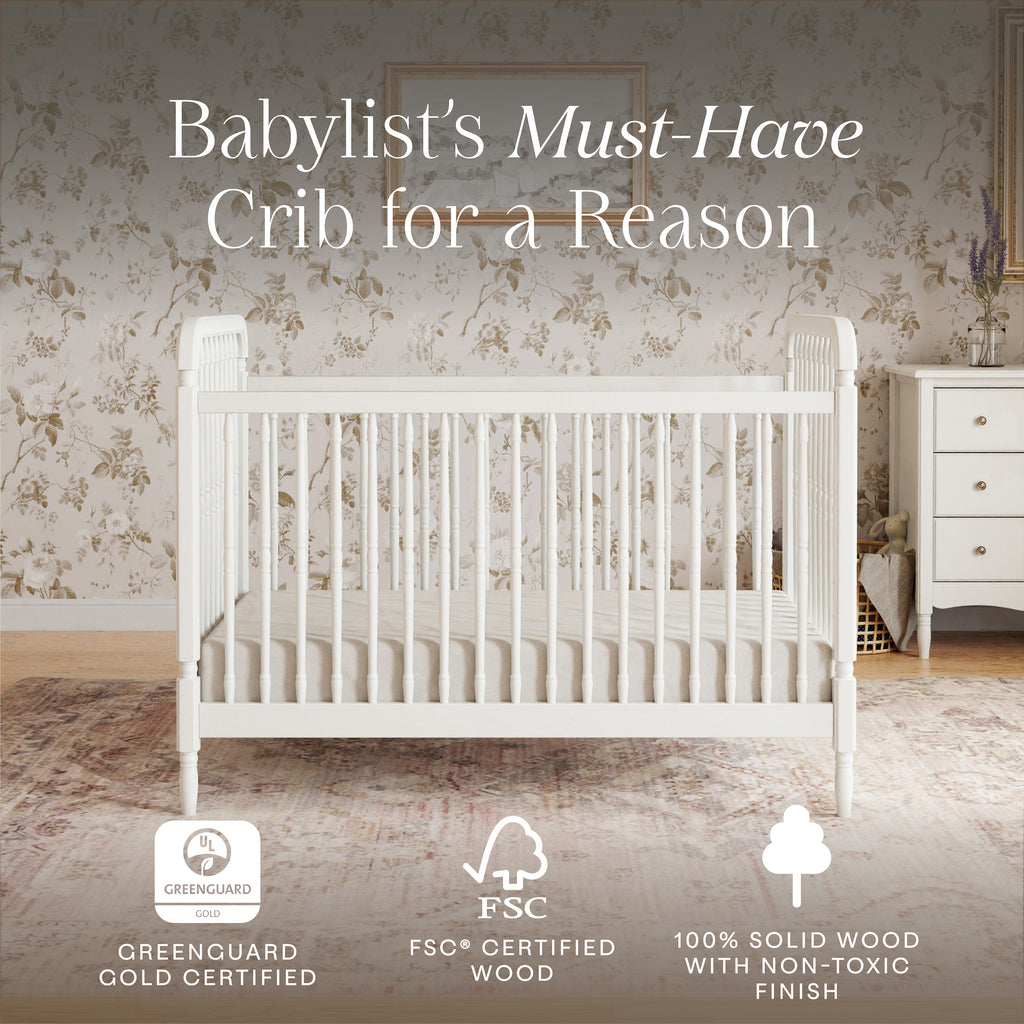 Liberty 3-in-1 Convertible Spindle Crib with Toddler Bed Conversion Kit in Warm White