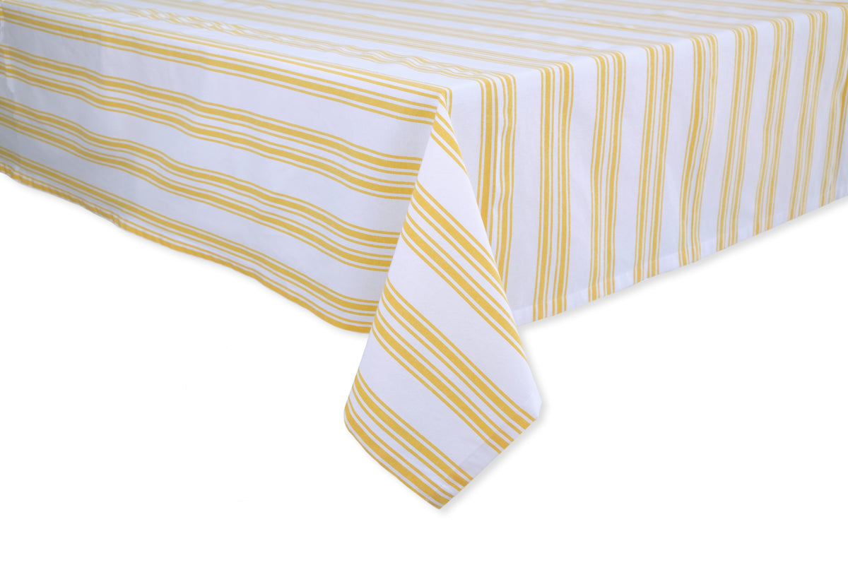 Yellow Stripe Cotton Tablecloth, Set of 2