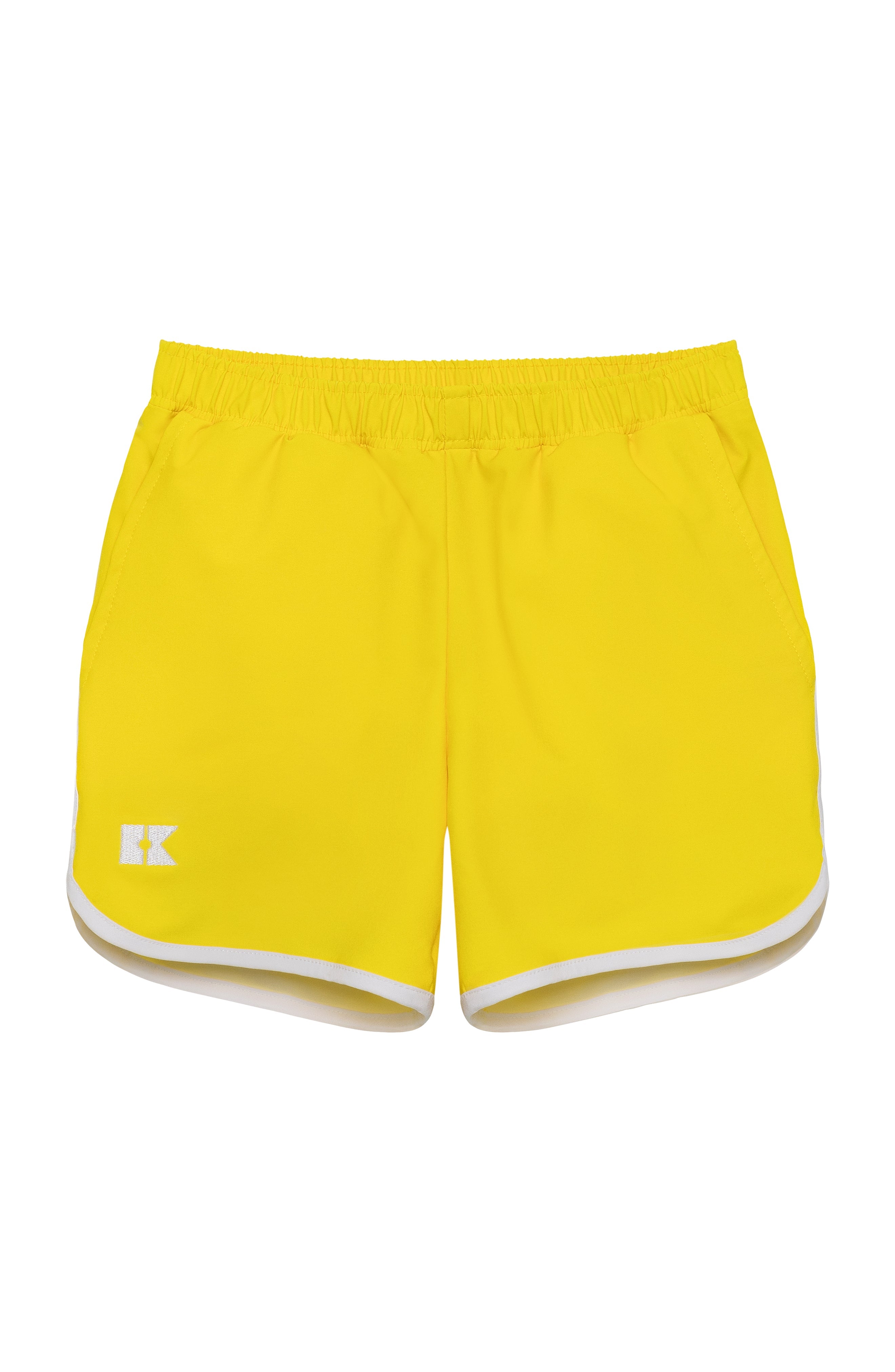 Retro Super Shorts in Yellow with White Piping