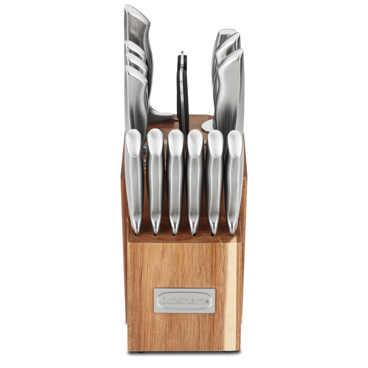 15-Piece Elite Series Stainless Steel Block Set with Acacia Block in Stainless Steel
