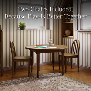 Liberty Play Table & Spindle Chairs Set in Natural Walnut