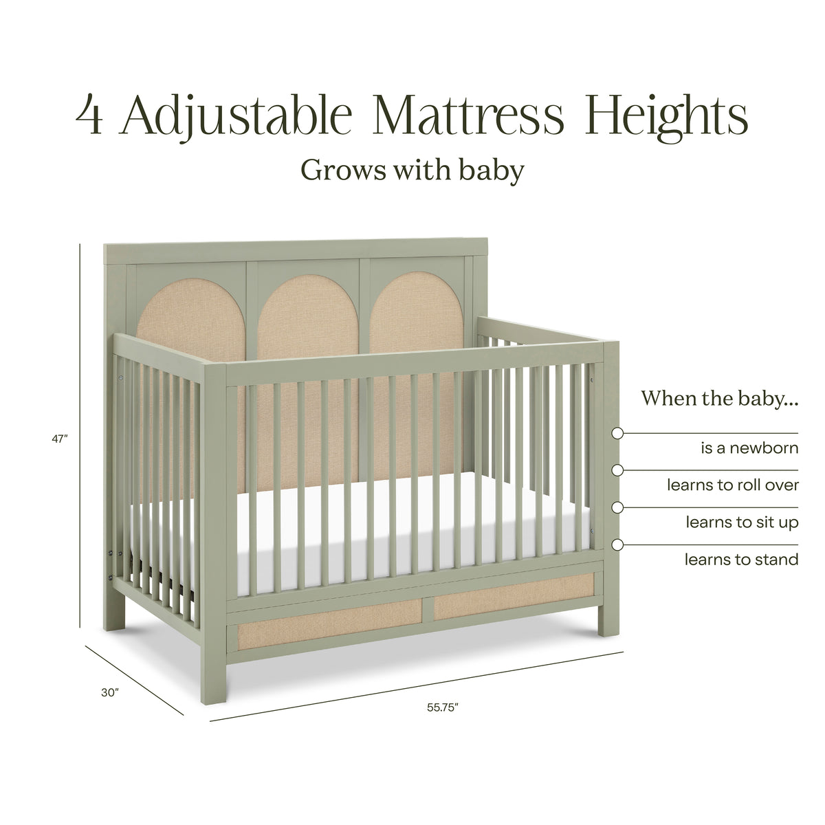 Eloise 4-in-1 Convertible Crib in French Sage and Performance Sand Eco-Weave