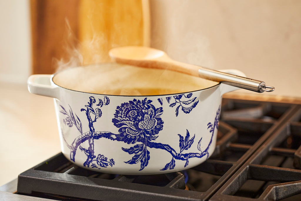 Caskata® 5 Qt. Round Covered Casserole - Floral Landscape in White