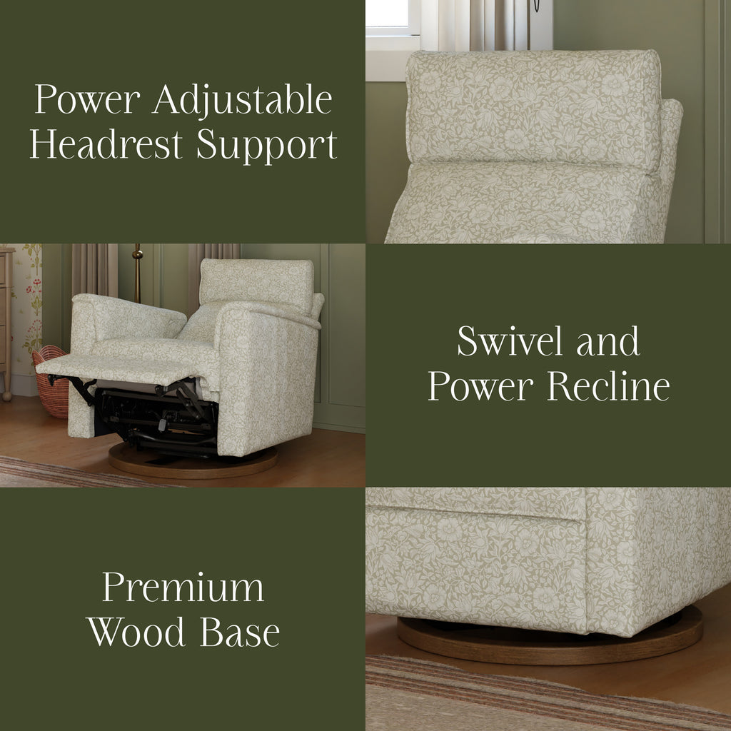 Morris & Co. x Namesake Willa Plus Power Glider Recliner with Power Headrest Mallow in Ash