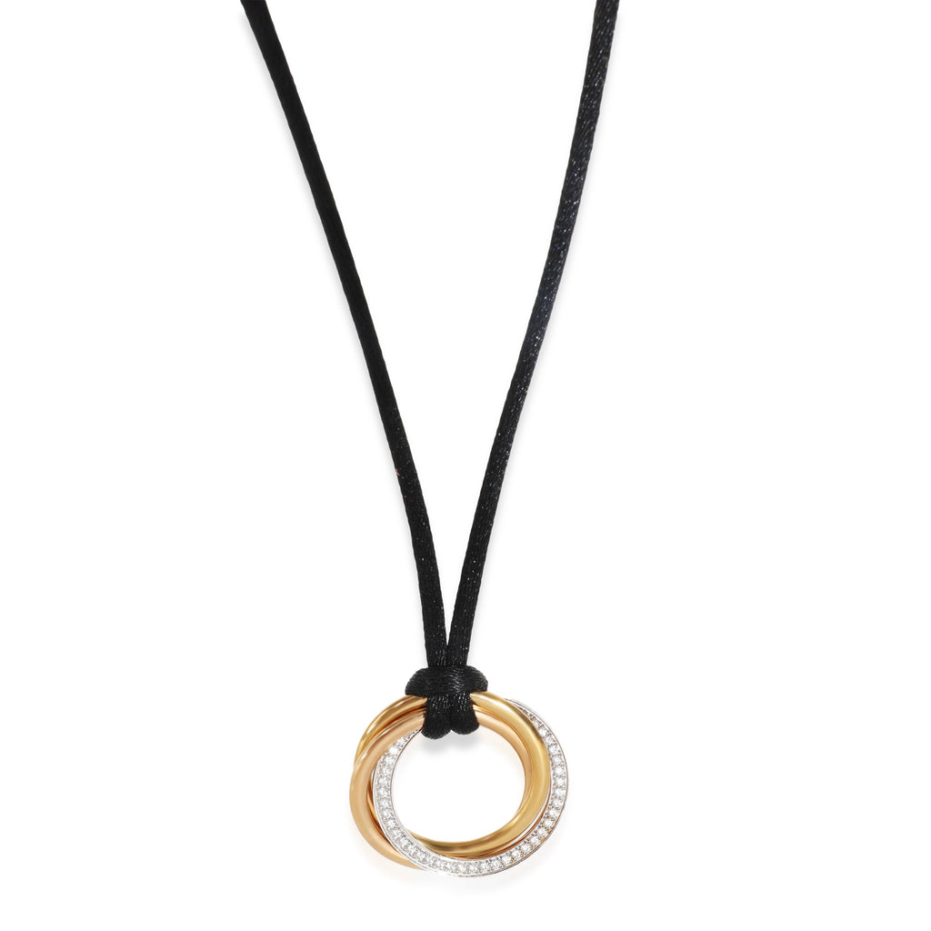 Cartier 3-Tone Gold Diamond Medium Model Trinity Necklace