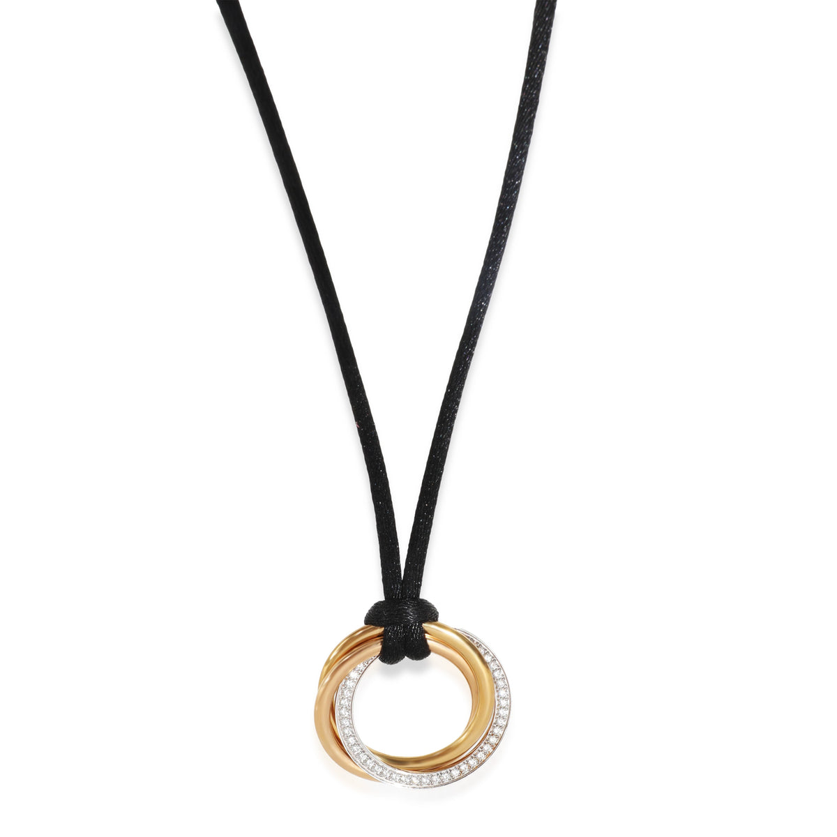 Cartier 3-Tone Gold Diamond Medium Model Trinity Necklace