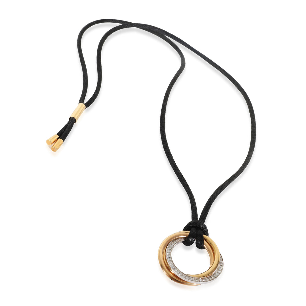 Cartier 3-Tone Gold Diamond Medium Model Trinity Necklace