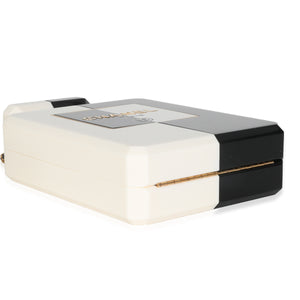Chanel White Black Plexiglass Perfume Bottle Clutch