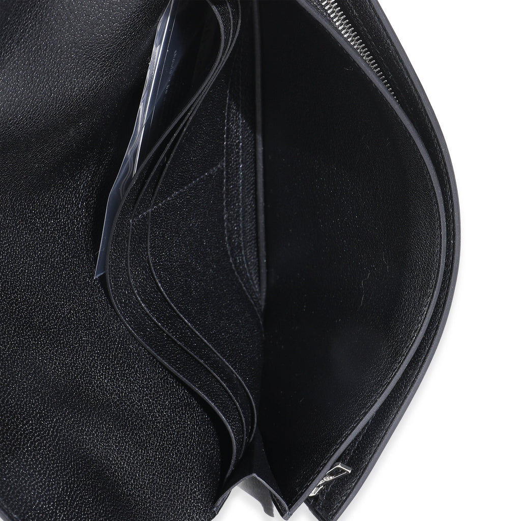 Hermes Black Chevre Chamkila Kelly Pocket Long Wallet EHW