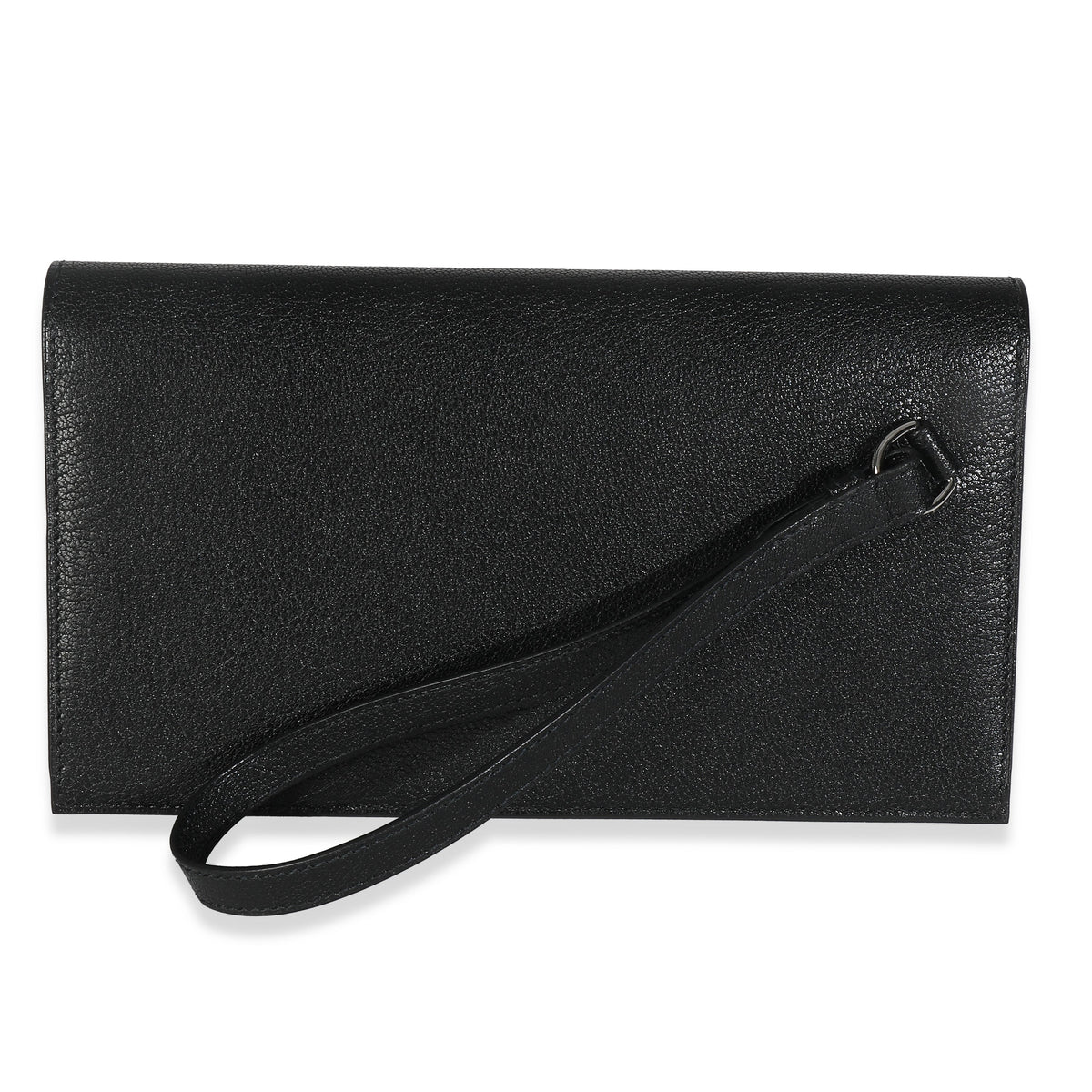 Hermes Black Chevre Chamkila Kelly Pocket Long Wallet EHW