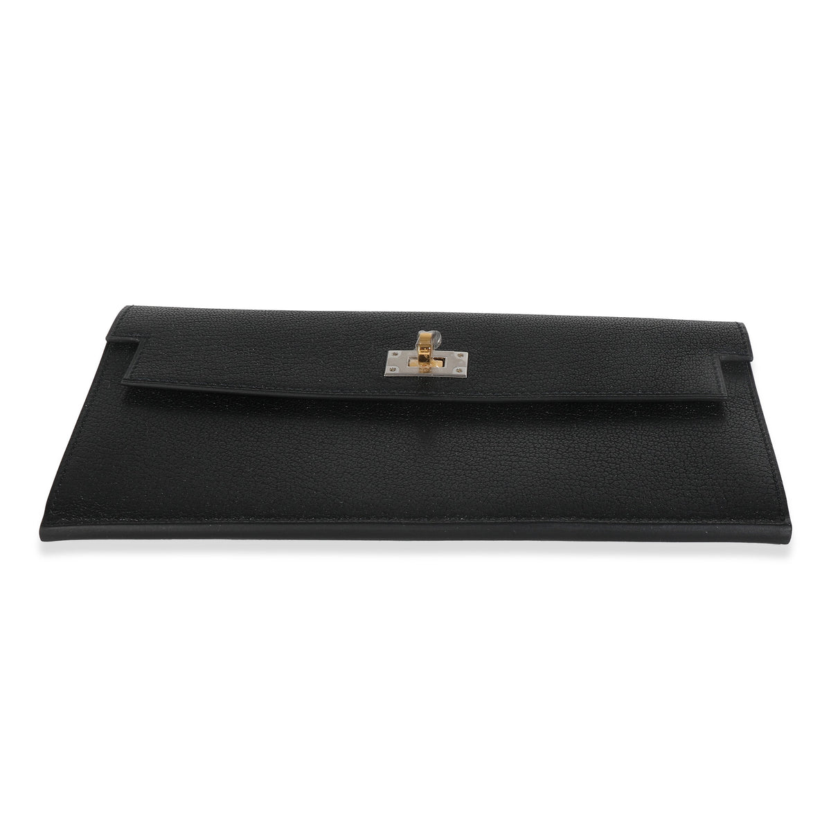 Hermes Black Chevre Chamkila Kelly Pocket Long Wallet EHW