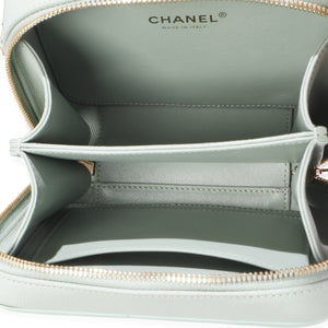 Chanel Mint Quilted Caviar Small CC Filigree Vanity Case
