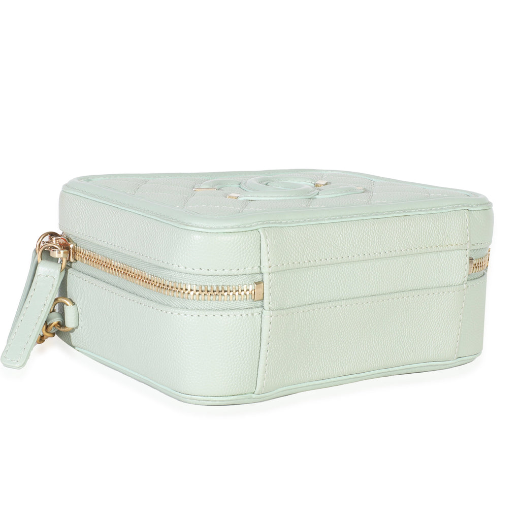 Chanel Mint Quilted Caviar Small CC Filigree Vanity Case