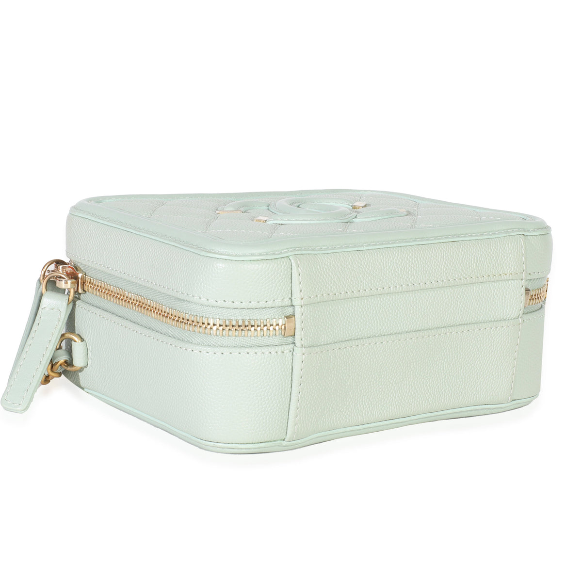 Chanel Mint Quilted Caviar Small CC Filigree Vanity Case