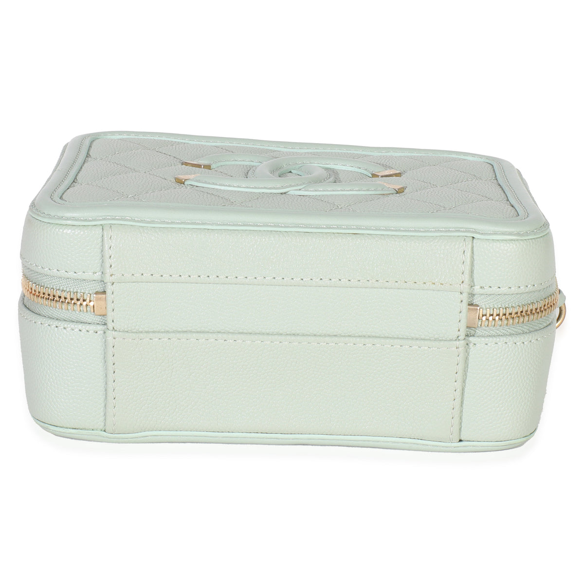 Chanel Mint Quilted Caviar Small CC Filigree Vanity Case