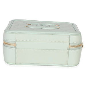 Chanel Mint Quilted Caviar Small CC Filigree Vanity Case
