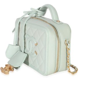Chanel Mint Quilted Caviar Small CC Filigree Vanity Case
