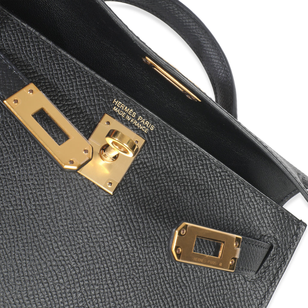 Hermes Black Epsom Sellier Mini Kelly II 20 GHW
