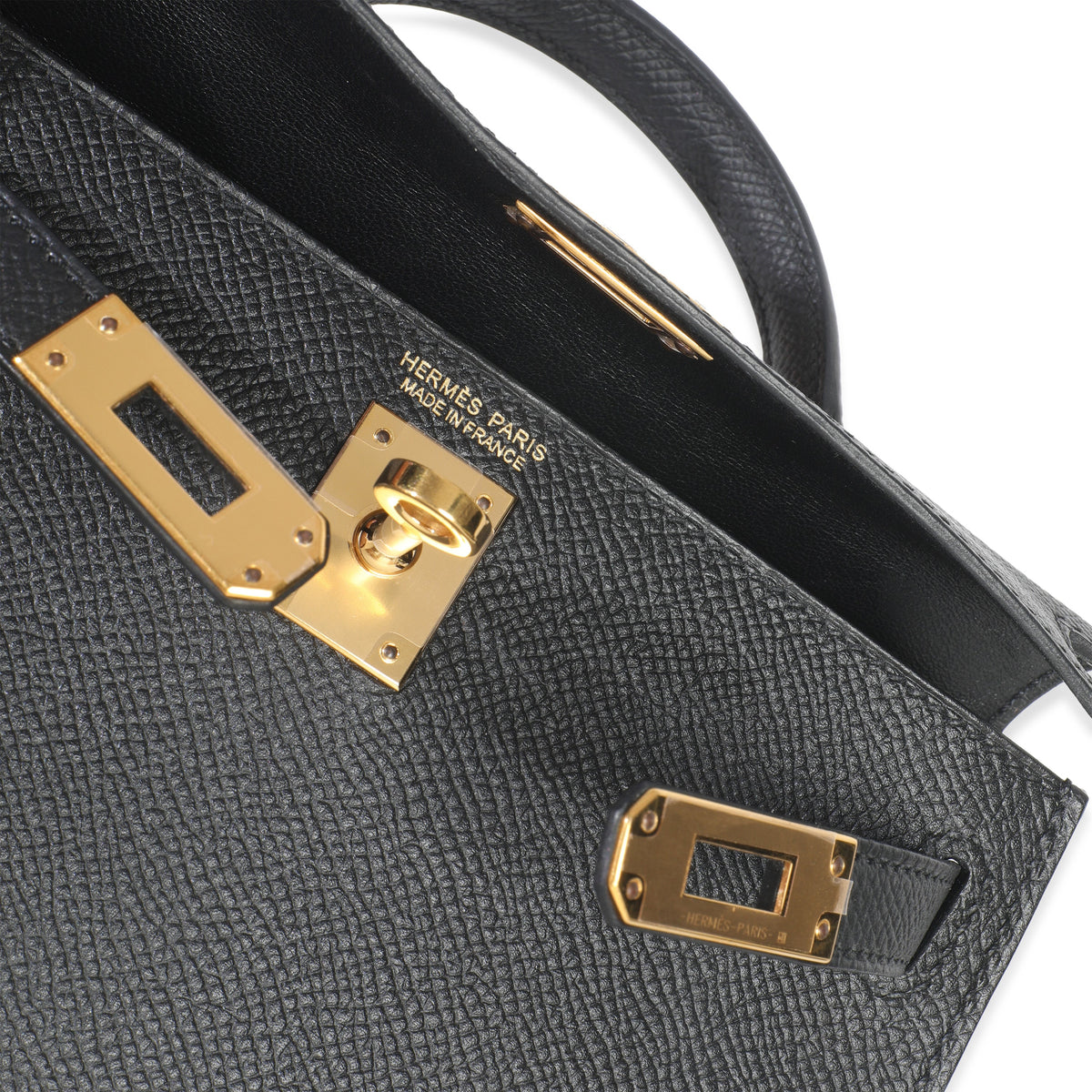 Hermes Black Epsom Sellier Mini Kelly II 20 GHW