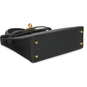 Hermes Black Epsom Sellier Mini Kelly II 20 GHW