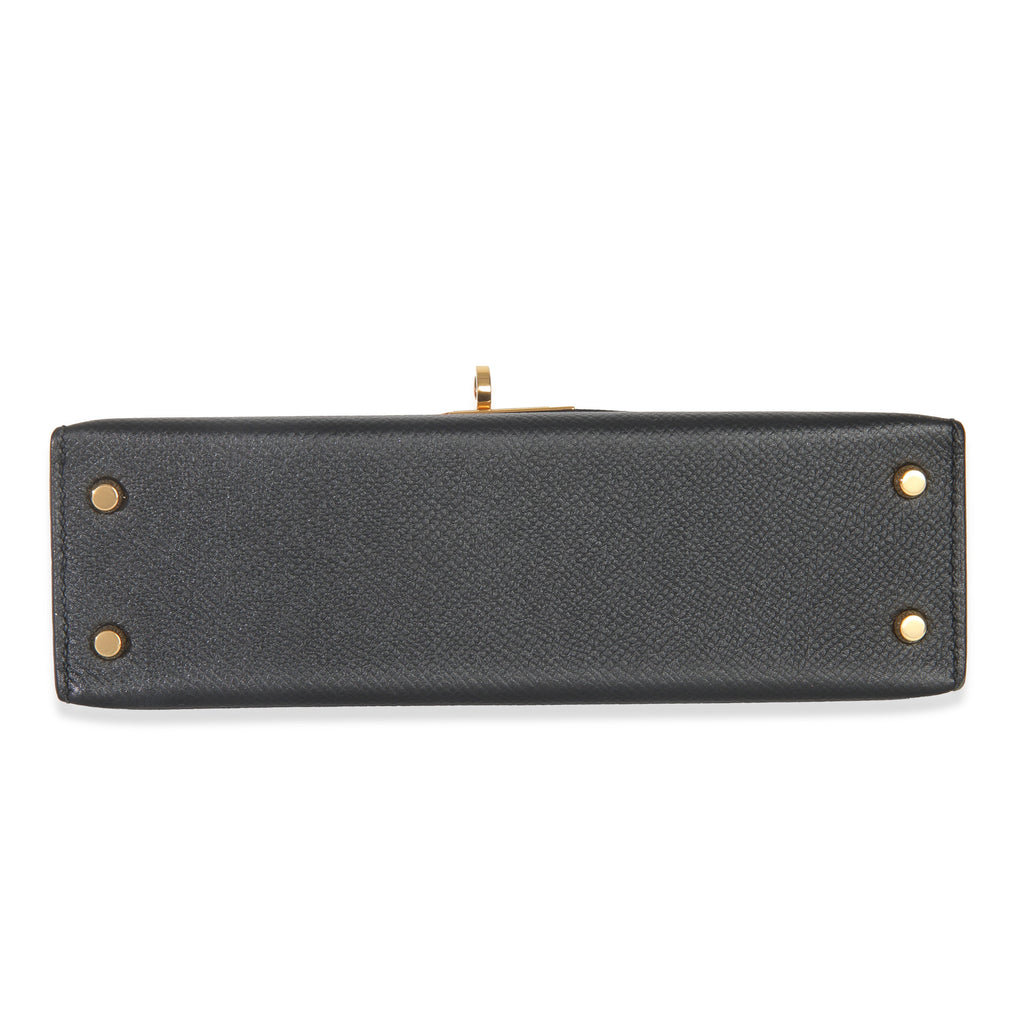Hermes Black Epsom Sellier Mini Kelly II 20 GHW
