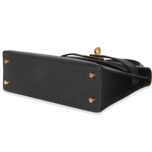 Hermes Black Epsom Sellier Mini Kelly II 20 GHW