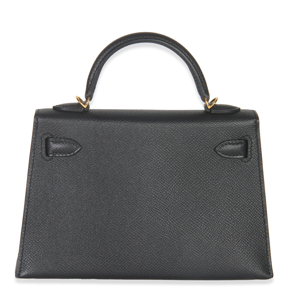 Hermes Black Epsom Sellier Mini Kelly II 20 GHW